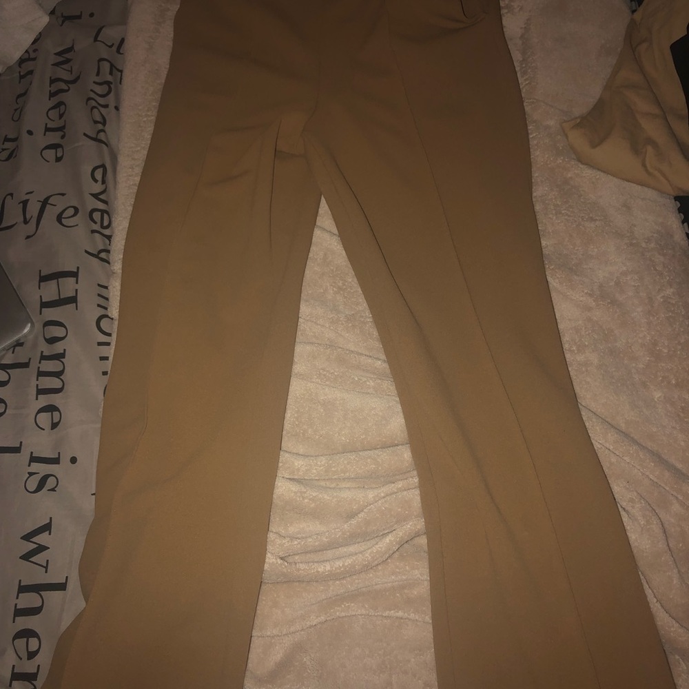 tan flare pants size medium